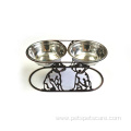 Dog Pet Feeding Bowl with Metal Holder